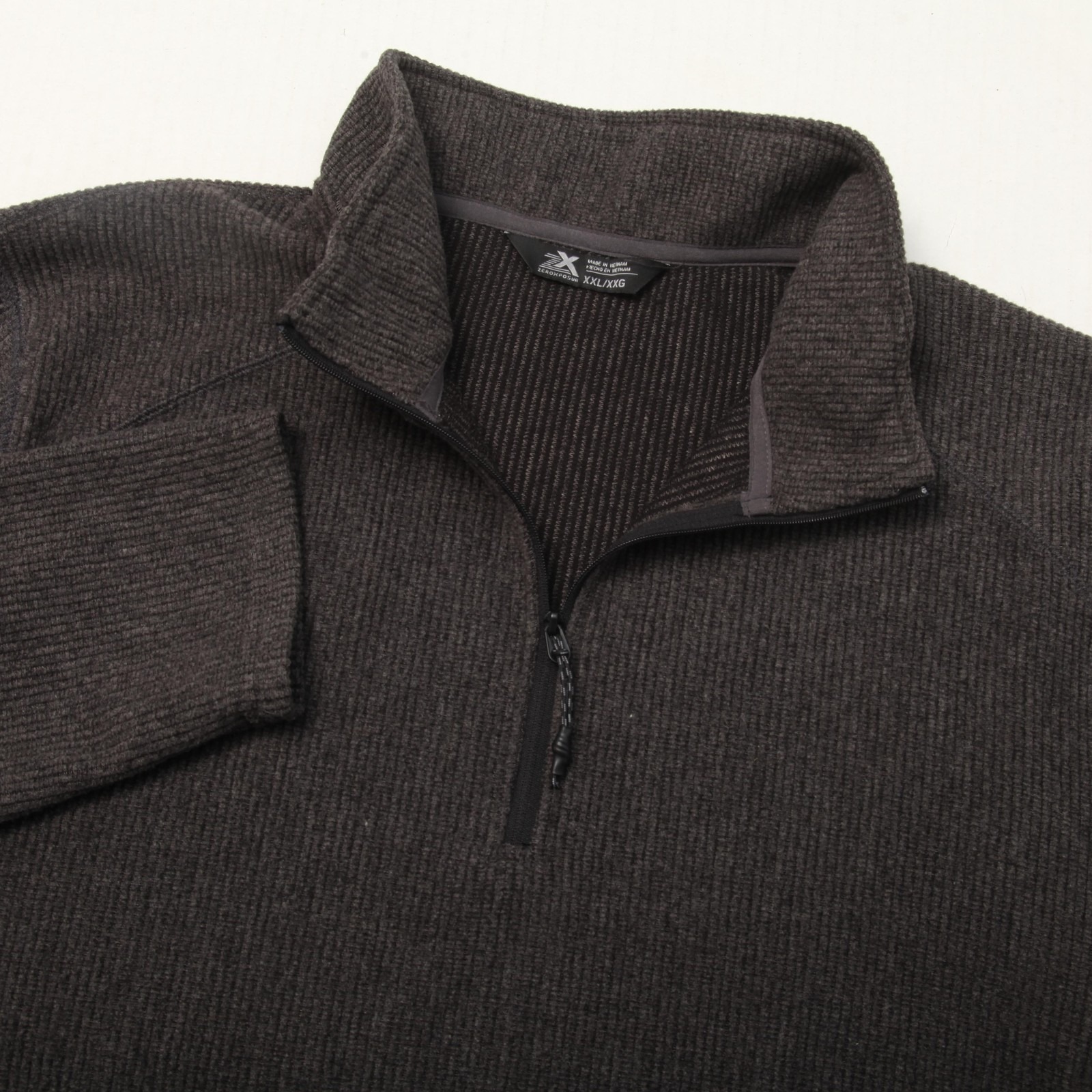 Zeroxposur Sweater Mens 2xl Black 1/4 Zip Mock Neck Stretch Knit Ribbed Pullover